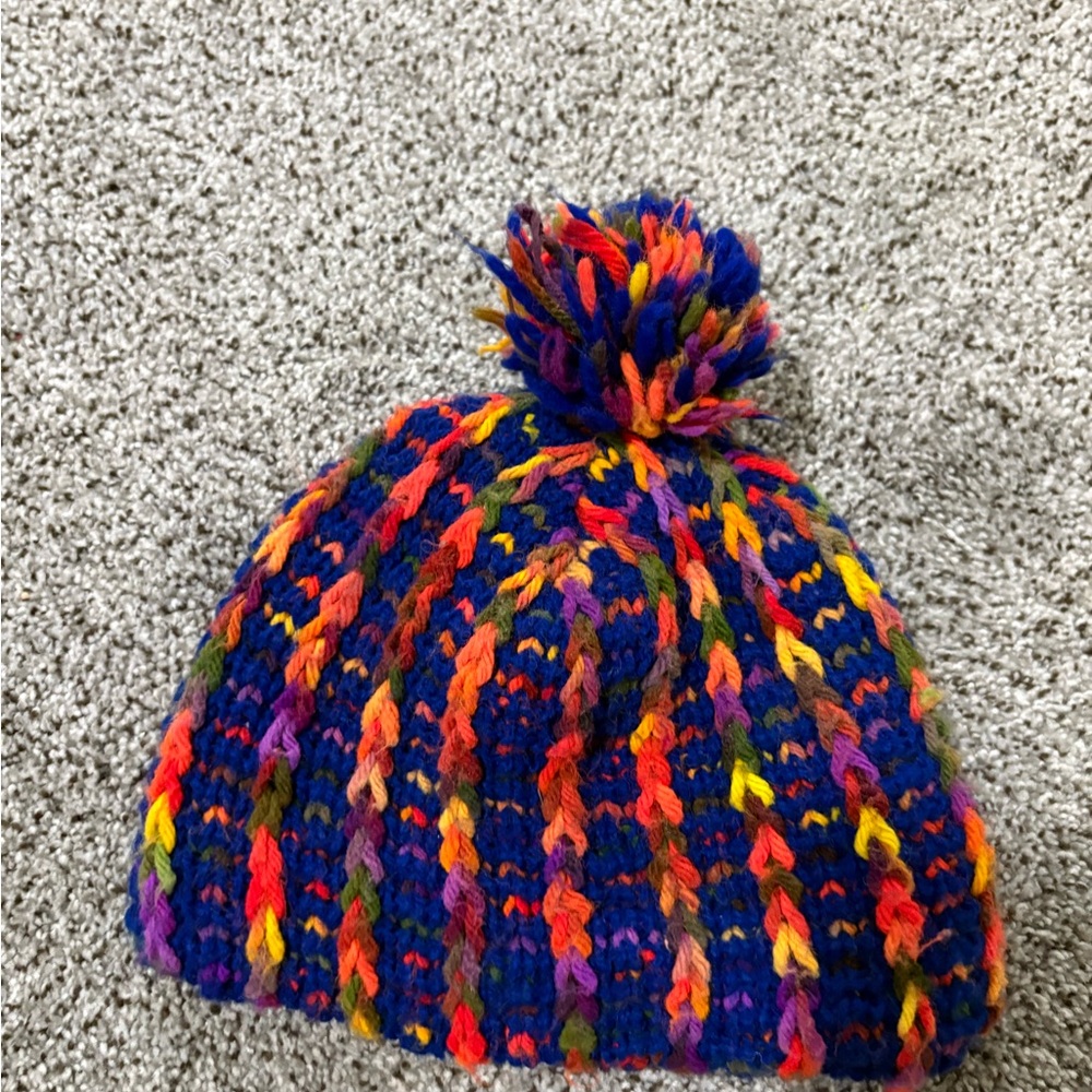 Colorful Knit Pom-Pom Beanie for Kids